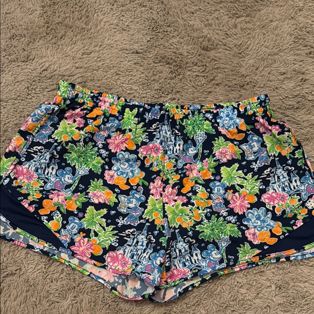 Disney x Lilly Pulitzer Ocean Trail Athletic Shorts with Vibrant Design size L